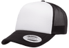 Yupoong 6320W Curved Foam Trucker Hat, Mesh Baseball Cap - White Front