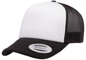 Yupoong 6320W Curved Foam Trucker Hat, Mesh Baseball Cap - White Front - 