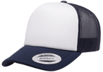 Yupoong 6320W Curved Foam Trucker Hat, Mesh Baseball Cap - White Front