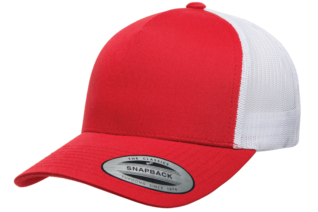 Yupoong 6506T 5-Panel Retro Trucker Hat, Baseball Cap with Mesh