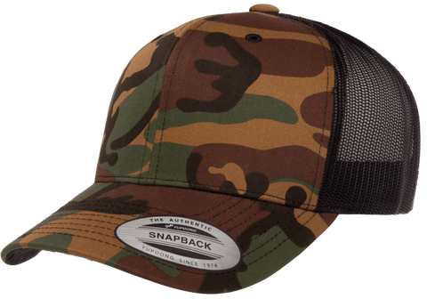 Yupoong 6606CA Camo Retro Trucker Hat, Baseball Cap with Mesh Back, Camouflage - YP Classics®