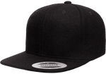 Yupoong 6689 Melton Wool Snapback Hat, Flat Bill Cap