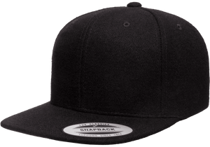 Yupoong 6689 Melton Wool Snapback Hat, Flat Bill Cap - 