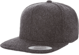 Yupoong 6689 Melton Wool Snapback Hat, Flat Bill Cap