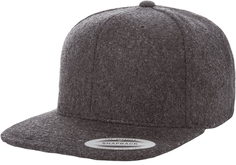 Yupoong 6689 Wholesale Snapback Hat, Park Bill Wool The – Flat Melton Cap