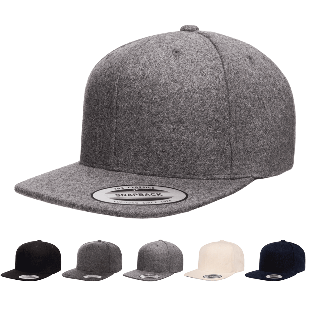 Yupoong 6689 Melton Wool Snapback Hat, Flat Bill Cap – The Park Wholesale | 