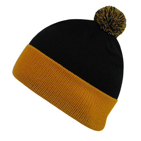 Decky 687 2-Tone Athletic Pom Pom Beanie Knit Cap