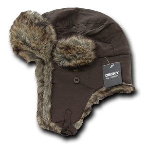 Decky 777 - Faux Fur Aviator Hat, Trapper Hat, Bomber Hat - 