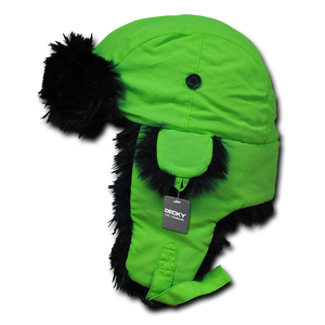 Decky 778 - Neon Aviator Hat, Faux Fur Trapper Hat, Bomber Hat - 