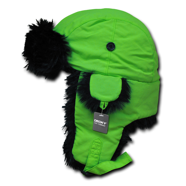 Decky 778 - Neon Aviator Hat, Faux Fur Trapper Hat, Bomber Hat