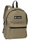 Everest Backpack Book Bag - Back to School Basic Style - Mid-Size Khaki