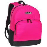 Everest Backpack Book Bag - Back to School Classic Two-Tone with Front Organizer Hot Pink/Black