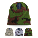Decky 8030 - Camo Long Beanie, Camouflage Knit Beanie Cap - Picture 1 of 5