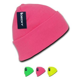 Decky 813 - Neon Long Beanie, Acrylic Knit Cap