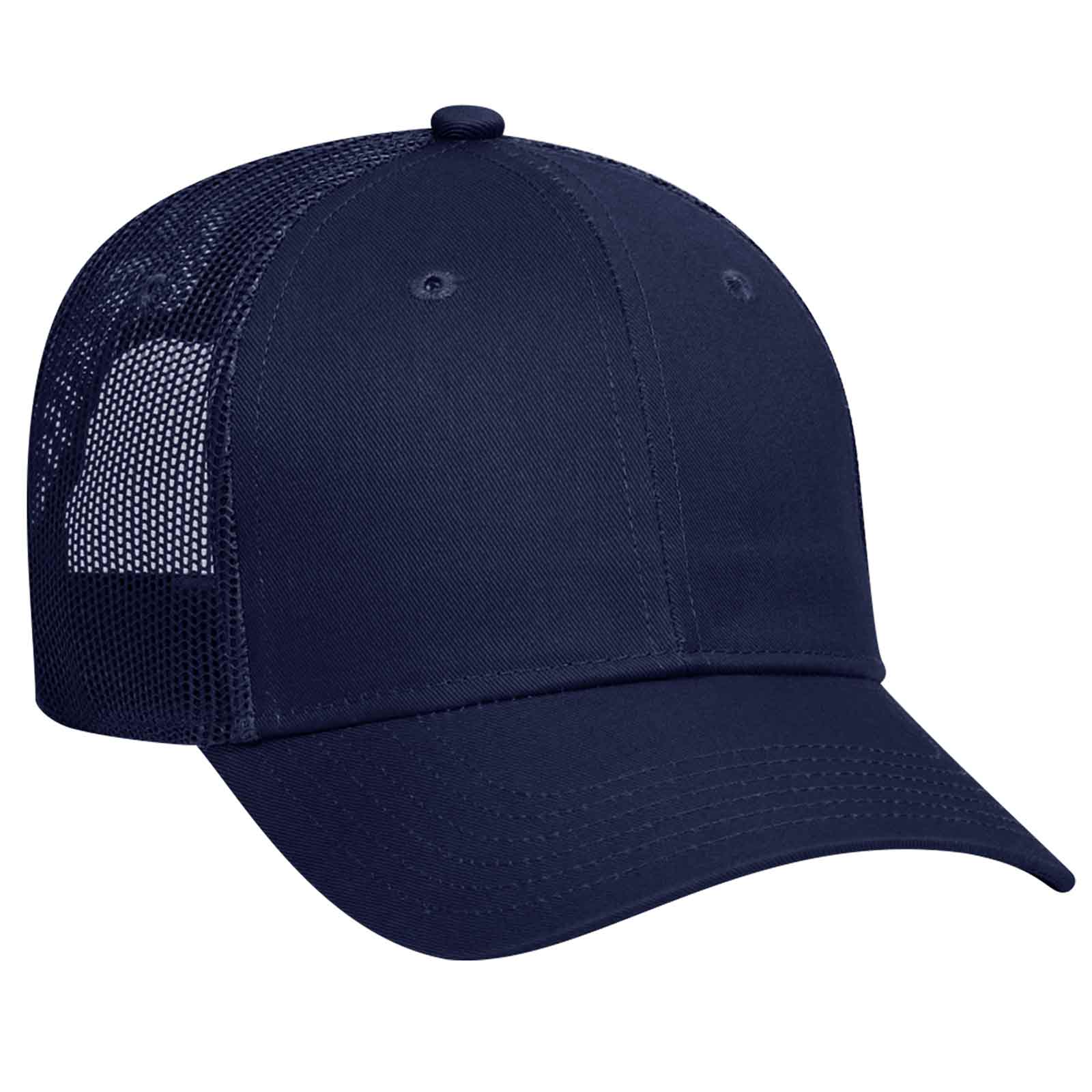 Otto 6 Panel Low Pro Mesh Back Trucker Hat, Cotton Blend Twill Cap