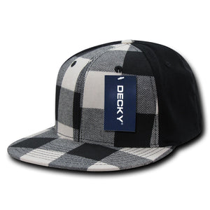 Decky 903 Structured Plaid Flex Cap, Flat Bill Hat - 