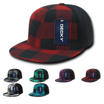 Decky 903 - Structured Plaid Flex Cap, Flat Bill Hat - CASE Pricing