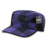 Plaid Flannel Flat Top Cap, BDU GI Cadet Military Patrol Hat - Decky 905