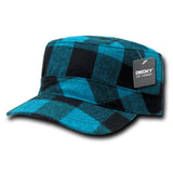 Plaid Flannel Flat Top Cap, BDU GI Cadet Military Patrol Hat - Decky 905