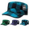 Plaid Flannel Flat Top Cap, BDU GI Cadet Military Patrol Hat - Decky 905