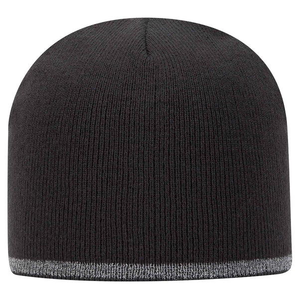 Otto 9 Inch Classic Knit Beanie w/ Reflective Stripe, Acrylic Knit Cap - 91-1237