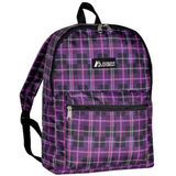 Everest Backpack Book Bag - Back to School Basics - Fun Patterns & Prints Purple Black Plaid