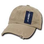 Decky 959 - 6 Panel Low Profile Relaxed Vintage Dad Hat, Distressed Dad Cap