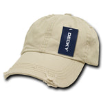 Decky 959 - 6 Panel Low Profile Relaxed Vintage Dad Hat, Distressed Dad Cap