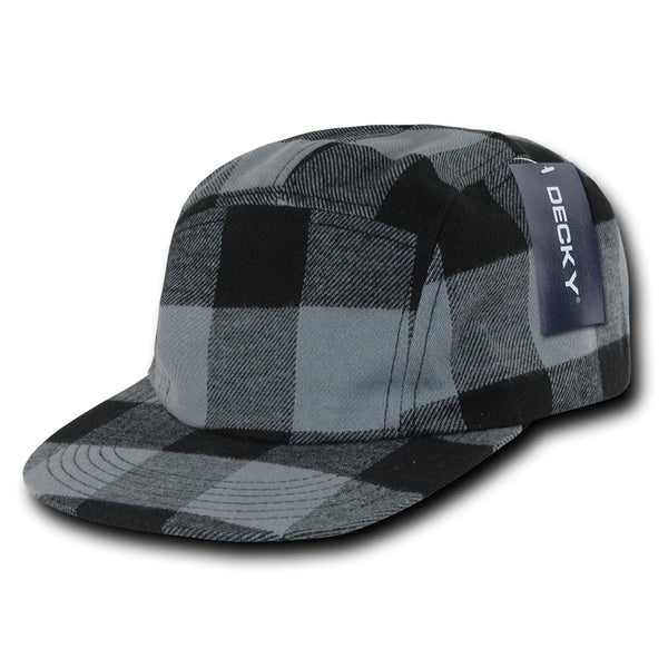 Decky 984 5-Panel Racer Racing Jockey Hat, Camper Cap Buffalo Plaid