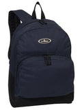 Everest Backpack Book Bag - Back to School Classic Two-Tone with Front Organizer Navy/Black