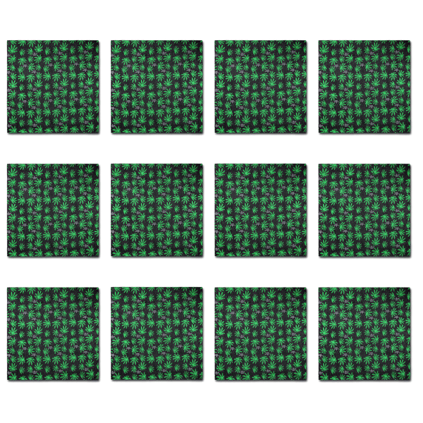 Bandanas - 12 Pack, 100% Cotton, Green Leaf - Bandannas, Bandana, Bandanna, Size: 22" x 22"