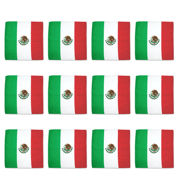 Bandanas - 12 Pack, 100% Cotton, Mexico Flag - Bandannas, Bandana, Bandanna, Size: 22" x 22"