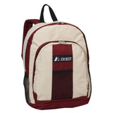 Everest Backpack with Front & Side Pockets Beige/Burgundy