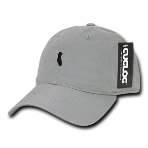 California Map Baseball Cap Dad Hat, Grey - 