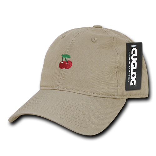 Cherry Cherries Baseball Cap Dad Hat, Khaki