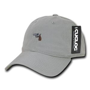 Gun Pistol Baseball Cap Dad Hat, Grey - 