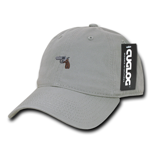Gun Pistol Baseball Cap Dad Hat, Grey