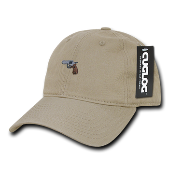 Gun Pistol Baseball Cap Dad Hat, Khaki