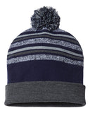 Cap America RKL12 USA-Made Striped Beanie Knit Cap
