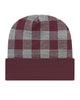 Cap America RKP12 USA-Made Plaid Beanie Checkered Knit Cap