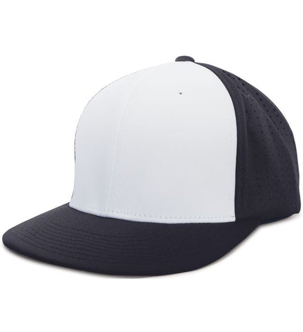 Pacific Headwear ES474 - Perforated F3 Performance Flexfit Cap, White/Black/Black / L/XL
