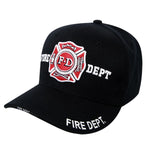 Fire Department Hat FD Firefighter Baseball Cap - Black - Rapid Dominance JW