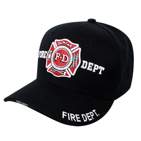 Fire Department Hat FD Firefighter Baseball Cap - Black - Rapid Dominance JW