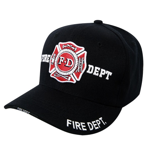 Fire Department Hat FD Firefighter Baseball Cap - Black - Rapid Dominance JW