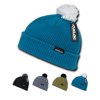 Everest Beanie, Knit Cap, Cuffed Beanie with Pom - Cuglog K002