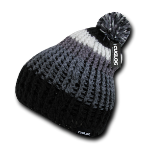 Matterhorn Pom Beanie, Extra Thick Knit Cap - Cuglog K024 - 