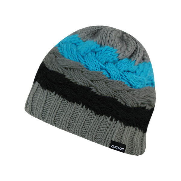 St. Helens Striped Beanie, Thick Knit Cap - Cuglog K034