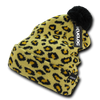Leopard Print Kids Beanie, Pom Pom Youth Knit Hat, Cheetah Print Beanie, Atakora - Cuglog, Decky K040