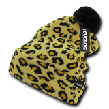 Leopard Print Kids Beanie, Pom Pom Youth Knit Hat, Cheetah Print Beanie, Atakora - Cuglog, Decky K040