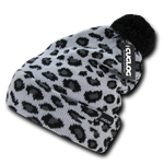 Leopard Print Kids Beanie, Pom Pom Youth Knit Hat, Cheetah Print Beanie, Atakora - Cuglog, Decky K040 - Picture 4 of 4